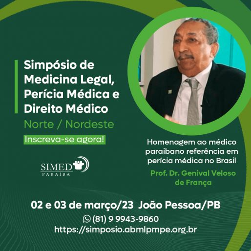 Simpósio homenageará o médico Genival Veloso de França, especialista em Perícia Médica e Medicina Legal