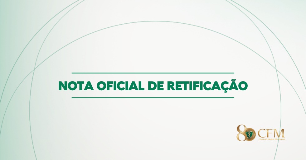 NOTA OFICIAL DE RETIFICAÇÃO